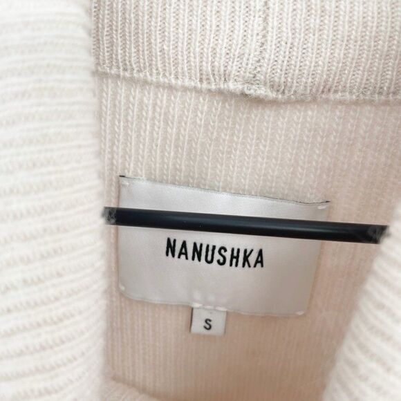 Nanushka Monday Turtleneck Sweater Slouchy Oversized Merino Angora Beige S - Picture 6 of 7